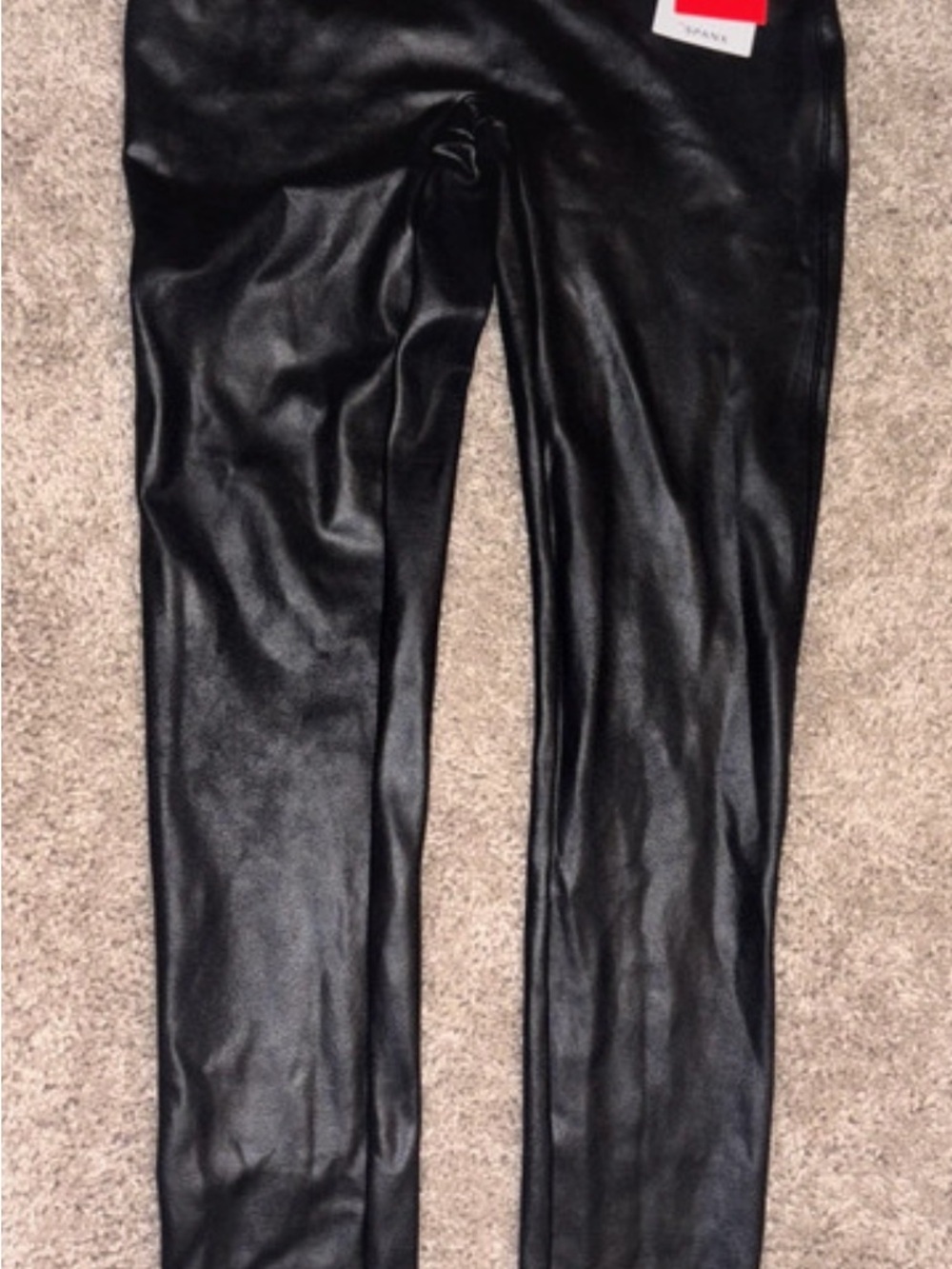 SPANX Faux Leather Leggings in Black with Red Tag